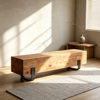 Banc en bois massif style Wabi-sabi, tabouret vintage pour changer de chaussures, banc long, tabouret en bois pour magasin de vêtements