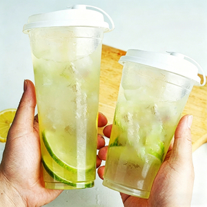 Vasos de Plástico PP Grueso Desechables con Logotipo Personalizado, Aptos para Alimentos, con Tapas Transparentes de 90 mm, 12 oz/360 ml-24 oz/700 ml, para Café, Jugo, Tequila - Product Image 5