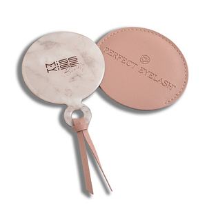 Luxurious Decorative Pink PU Leather Convenient Pocket Hand Held Makeup Fashion <b>Mirror</b> - Product Image 3