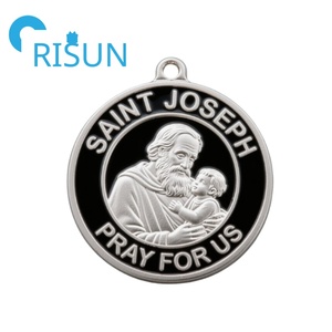 Fábrica personalizada patrón San José medalla colgante collar personalizado José el trabajador religioso Medalla medallón medallas - Product Image 3