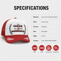 Topi Trucker Snapback OEM Classic Barbershop dengan Bordir Laurel Wreath, Bagian Depan Busa, Bernapas