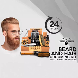 ชุดดูแลเครา เซรั่มบำรุง แชมพู ครีมนวดผม ที่หนีบผมตรง ลูกกลิ้ง แปรงเครา หวีสองด้าน กรรไกร อุปกรณ์โกนหนวด - Product Image 5