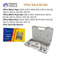 Kit de réparation de filetages métriques 31 pièces M3-M12 avec clé à taraud et poignée de taraud