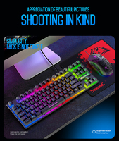 Gratis Wolf T2 LED USB waterdichte bedrade toetsenbord-muis set voor computer gaming toetsenbord en muis combo's