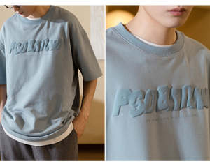 <span class=keywords><strong>T</strong></span>-shirts personnalisés en polyester/coton doux avec impression 3D en relief, lettres en mousse, impression sérigraphique, style hip-hop, surdimensionnés pour hommes - Product Image 2