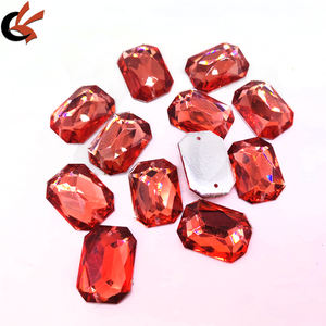 Pierre en résine octogonale rouge AB orange 18*25mm à dos plat, personnalisée, pour costumes de carnaval 2026 et vêtements de carnaval - Product Image 2