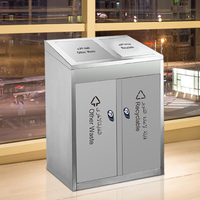 Proveedor de China Swing Top Doble Compartimento Basura Residuos Reciclaje Bin Estación o Aeropuerto Metal Bin