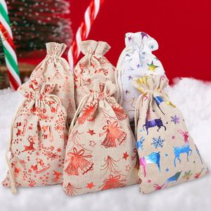 Christmas Cartoon Cotton Gift Bags <b>Gold</b> Foil Holiday Packaging 13x18cm Drawstring 12 Styles Candy <b>Chocolate</b> <b>Wrapping</b> - Product Image 2