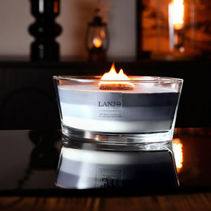 เทียนหอมอโรมาเธอราพี LANJO ขนาด 770 มล. พร้อมไส้เทียนไม้ขนาดใหญ่ ไร้ควัน บรรจุในขวดแก้วทรงเรือ ทำจากขี้ผึ้งถั่วเหลืองหอม พร้อมฝาไม้ - Product Image 5