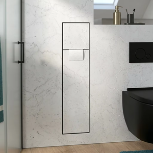 Módulo de Almacenamiento Empotrado para WC, Nicho de Pared para Inodoro con Doble Compartimento de Almacenamiento, Soporte para Papel Higiénico y Escobilla para Baño - Product Image 3