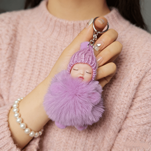Poupée de sommeil, <span class=keywords><strong>boule</strong></span> de fourrure, accessoire suspendu, sac à dos mignon pour fille, décoration, princesse, porte-clés en peluche, jouet en gros - Product Image 1