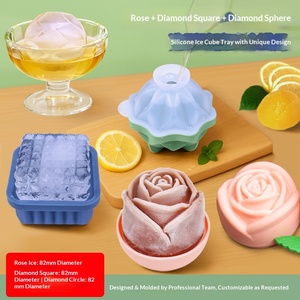 Moldes de Silicona YIDA para Cubos y Bolas de Hielo con Formas de Prisma de Rosa <span class=keywords><strong>Granada</strong></span> - Congelación Rápida y Fácil Desmolde - Product Image 3