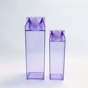 Bouteilles d'eau de sport portables en plastique transparent carrées personnalisées de 500 ml sans BPA - Product Image 1