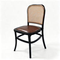 Chaise de salle à manger en rotin de hêtre, style pastoral nordique français, chaise de comptoir commerciale pour restaurant, café et salon de thé