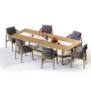 Meubles de patio <span class=keywords><strong>en</strong></span> bois de <span class=keywords><strong>teck</strong></span> salle à manger fauteuils confortables chaises de jardin <span class=keywords><strong>en</strong></span> corde de rotin bon marché - Product Image 6