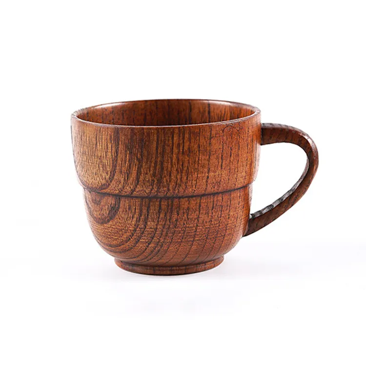 Taza Vintage de madera de grano grande para el vientre, taza de madera con orejas planas para café, té, cóctel, café, leche, té, cerveza, reutilizable