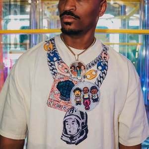 Camiseta de moda de gran tamaño personalizada camisetas de hip hop para hombres camiseta de hip hop impresa lavada vintage - Product Image 3