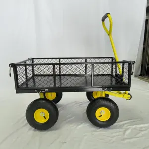 Heavy Duty 500 Lbs Capacity Wagon Cart With Removable Mesh Sides Convert Flatbed Farm Yard Garden Steel Mesh Garden Cart