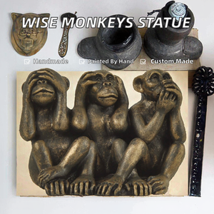 Estatua Duradera de los <span class=keywords><strong>Tres</strong></span> <span class=keywords><strong>Monos</strong></span> <span class=keywords><strong>Sabios</strong></span> de 2.17'' (No oyes, no ves, no hablas mal) Pintada a Mano en Resina para Decoración Navideña del Hogar - Product Image 2