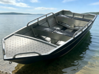 Bateau de pêche en aluminium avec réservoir de carburant, petit bateau à coque en V soudée pour la chasse au canard, les loisirs et le travail