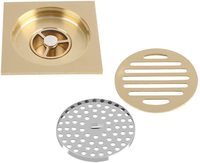 Grille de vidange de sol carrée en laiton moderne anti-odeur pour salle de bain d'hôtel, surface électroplaquée élégante