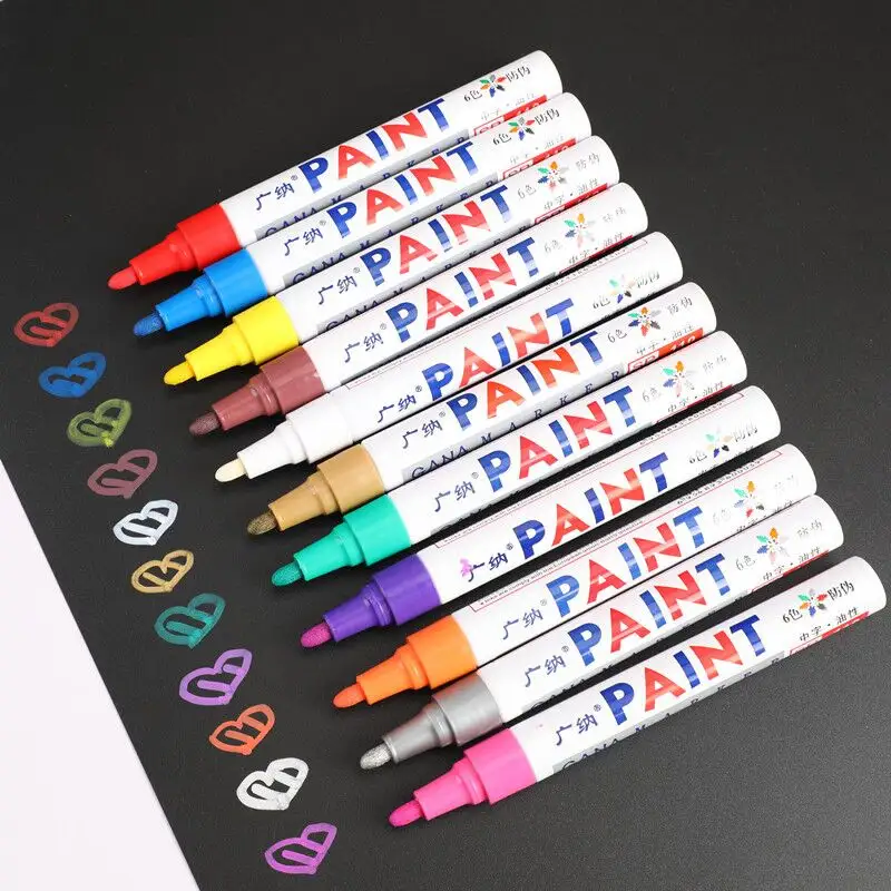 Parlak Renkler Lastik Kalem Metal Yağ Bazlı Kalem Kalıcı boya kalemi