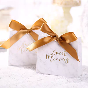 Caja de Regalo de Cartó<span class=keywords><strong>n</strong></span> con Diseño de Mármol Blanco, Forro de Esponja, Cinta Decorativa para Bodas, Recuerdos de Dulces/<span class=keywords><strong>Chocolate</strong></span>, Impresió<span class=keywords><strong>n</strong></span> con Laminado Mate - Product Image 2