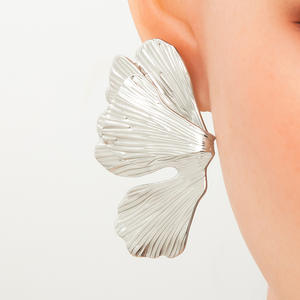 Ginkgo Leaf <b>Stud</b> Earrings 18K Gold Plated <b>Titanium</b> Steel Fashion Jewelry For Women European Style - Product Image 3