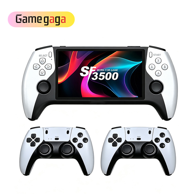 Gamegaga SF3500 Handheld Game Console 2.4G Wireless Gamepad 5 Inch FHD TV-Out 64GB 20000 Retro Games WiFi Portable Game Player