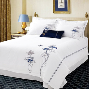 Khách Sạn Cung Cấp Trắng Vua Kích Thước 300TC Thêu 100% Bông Tấm Ga Giường Bộ Đồ Giường Bộ - Product Image 4