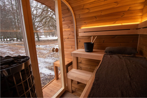 Sauna extérieur moderne en bois de cèdre rouge écologique pour 4 personnes, vapeur humide, 6KW, poêle Harvia - Product Image 5