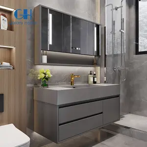 Amerikan tarzı Panel banyo makyaj dolabı mobilya tek ve çift lavabo ve ayna lavabo ile otel banyo için