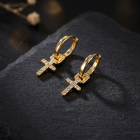 Boucles d'oreilles RQ Cross Hoop pour femmes, style grunge classique, nouvelle tendance 2022, style coréen, piercing, bijoux hip hop, cadeau