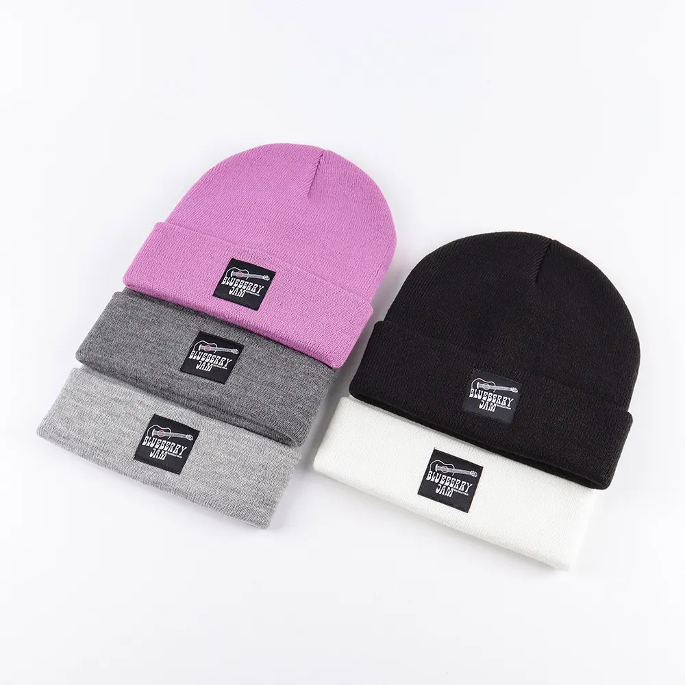 Benutzer definierte Mohair Strick Cuffed Acryl Slouchy Beanie Streetwear Private Woven Label Logo Mützen Fisherman Skully Hats Winter Cap