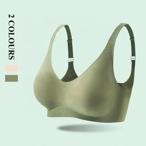 XIANDA レディース Vネック ソフトで快適な日常使いのサポート力のあるプッシュアップブラレット プラスサイズ 無地 パッド入り ワイヤレス シームレスブラ - Product Image 3