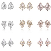 RAKOL EP480 Boucles d'oreilles fantaisie plaquées or géométriques petites puces d'oreilles en zircon cubique Bijoux pour femme Cadeau d'anniversaire ou de fête