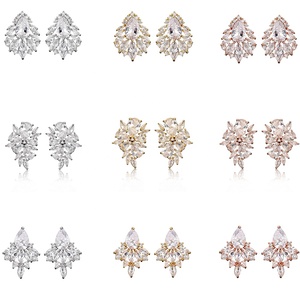RAKOL EP480 Fancy Gold Plated Geometric <strong>Small</strong> <strong>Studs</strong> <strong>Earrings</strong> Cubic Zirconia Jewelry Women Anniversary Party Gift - Product Image 3