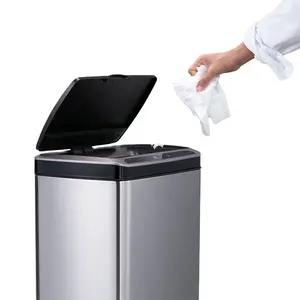 50L smart trash bin 13 gallons trash can sensor stainless steel trash can automatic household