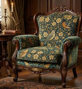 Tissu d'ameublement imprimé motif Strawberry Thief au mètre, motif floral botanique d'inspiration vintage, pour meubles décoratifs - Product Image 4