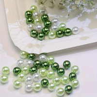 Perles rondes en plastique ABS imitation couleur verte de 6 mm en gros, perles de décoration sans trou pour la fabrication de bijoux