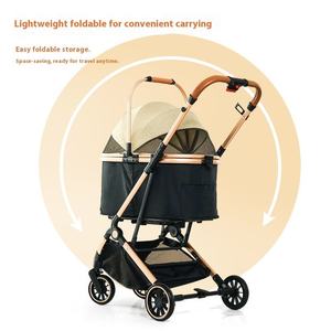 Chariot de luxe léger pour animaux de compagnie Teddy <span class=keywords><strong>Fadou</strong></span> à 4 roues, pliable à un bouton, durable et réglable, pour petits chiens et chats, capacité 15 kg - Product Image 4