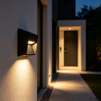 Applique murale LED moderne carrée noire étanche pour extérieur, lumière chaude pour escalier, jardin, patio, allée