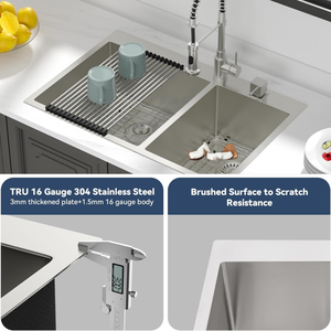 Fregadero Doble <span class=keywords><strong>de</strong></span> <span class=keywords><strong>Cocina</strong></span> Moderno <span class=keywords><strong>de</strong></span> Acero Inoxidable 304, Tabla <span class=keywords><strong>de</strong></span> Drenaje Multifuncional, Resistente a la Corrosión, Fácil <span class=keywords><strong>de</strong></span> Mantener para Uso Doméstico - Product Image 5