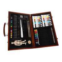 Ensemble d'art professionnel de luxe en bois peintures aquarelles non toxiques peintures acryliques croquis crayons jumbo pastels à l'huile 55PCS