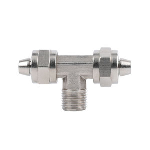 Stainless Steel Quick Connect Tee Fitting PB8-02/01/03/04 <b>Threaded</b> 6/8/10MM Hydraulic Connector With <b>Lock</b> Nut Type - Product Image 1