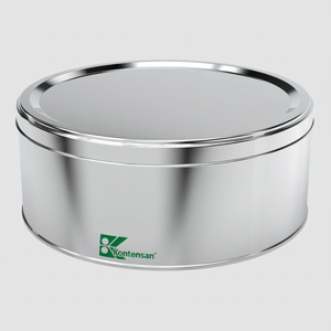Kontensan Round Tin <b>Box</b> 3 Liter Metal Container <b>Cookie</b> 240 X H60 mm Model L487 Slip Lid - Product Image 2