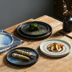 Plato de Cerámica Japonés de Alta Calidad al por Mayor, Plato Plano Redondo Azul para Pan, para Hotel o <span class=keywords><strong>Restaurante</strong></span> - Product Image 3