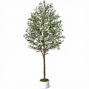 Arbre d'olivier artificiel en plastique de 1,80 m avec panier, résistant à la poussière, fruits et feuilles réalistes, idéal pour la décoration de la maison, du bureau ou de mariage - Product Image 1