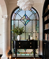 Porte de cour en acier inoxydable, bois et verre à motifs, design postmoderne, bien étanche