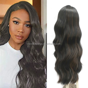 Peluca de encaje sintético resistente al calor para mujer negra, cabello largo ondulado con ondas al agua, novedad, precio al por mayor - Product Image 1